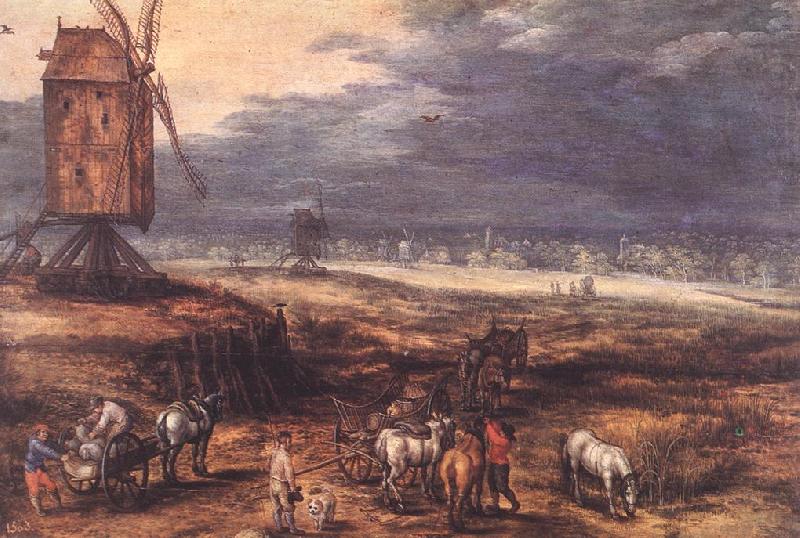 BRUEGHEL, Jan the Elder Landscape with Windmills fdg china oil painting image